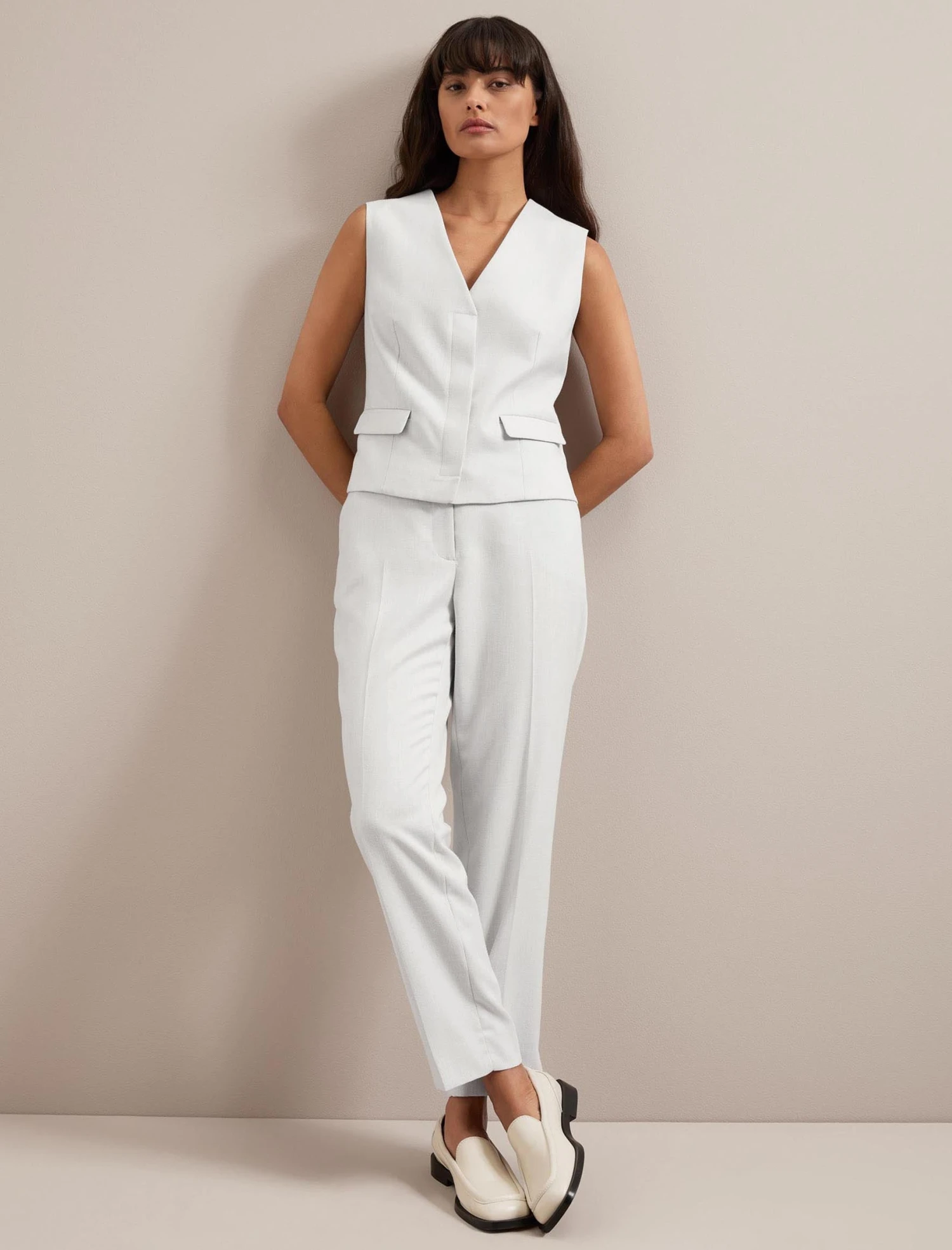 Deacon Linen Blend Waistcoat - Pearl 2 Deacon Linen Blend Waistcoat - Pearl - Image 2