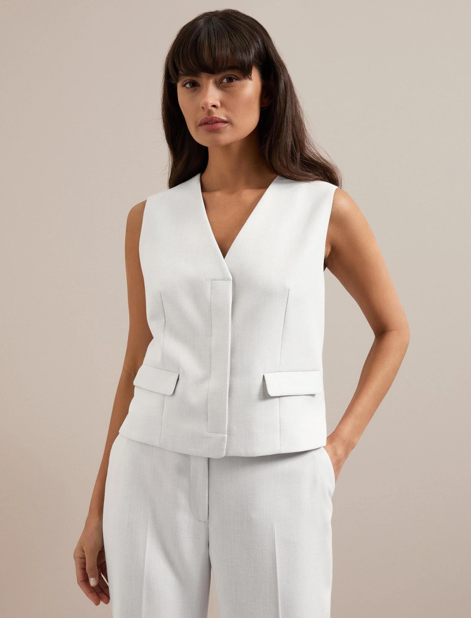 Deacon Linen Blend Waistcoat - Pearl 4 Deacon Linen Blend Waistcoat - Pearl - Image 4