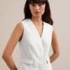 Deacon Linen Blend Waistcoat - Pearl