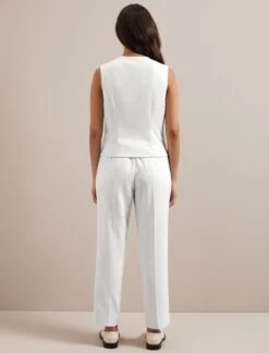 Deacon Linen Blend Waistcoat - Pearl 9 Deacon Linen Blend Waistcoat - Pearl -CEFINN Shop SU24 W8 DEACON PEARL LS 0140