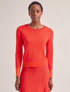 Colette Contrast Cuff Jumper - Orange