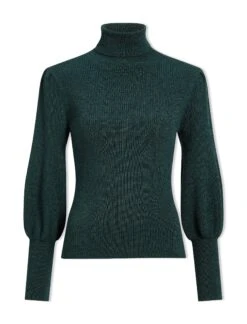 Eva Wool Roll Neck Jumper - Dark Green -CEFINN Shop WI23 K10 EVA DARKGREEN CO