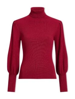 Eva Wool Roll Neck Jumper - Dark Red 11 Eva Wool Roll Neck Jumper - Dark Red -CEFINN Shop WI23 K10 EVA DARKRED CO