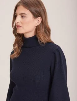 Eva Wool Roll Neck Jumper - Navy -CEFINN Shop WI23 K10 EVA NAVY LS 37761