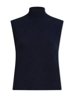 Janie Cashmere Blend Funnel Neck Sleeveless Jumper - Navy 13 Janie Cashmere Blend Funnel Neck Sleeveless Jumper - Navy -CEFINN Shop WI23 K156 JANIE NAVY CO