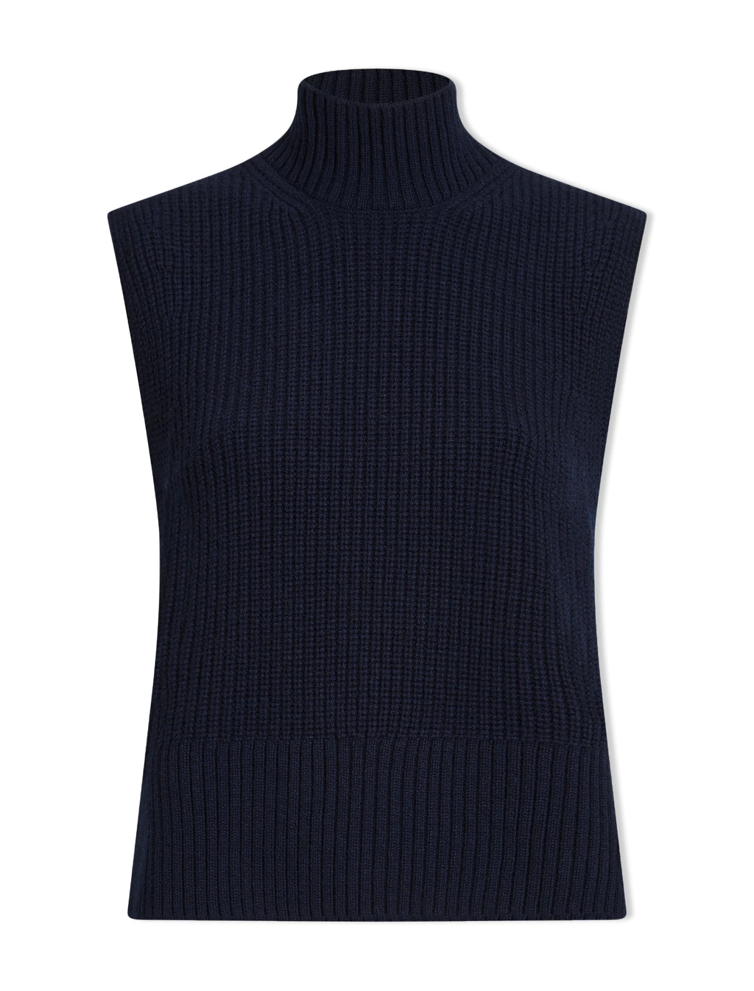Janie Cashmere Blend Funnel Neck Sleeveless Jumper - Navy 7 Janie Cashmere Blend Funnel Neck Sleeveless Jumper - Navy - Image 7