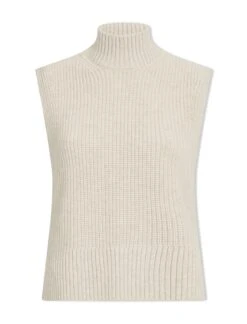 Janie Cashmere Blend Funnel Neck Sleeveless Jumper - Oatmeal 15 Janie Cashmere Blend Funnel Neck Sleeveless Jumper - Oatmeal -CEFINN Shop WI23 K156 JANIE OATMEAL CO