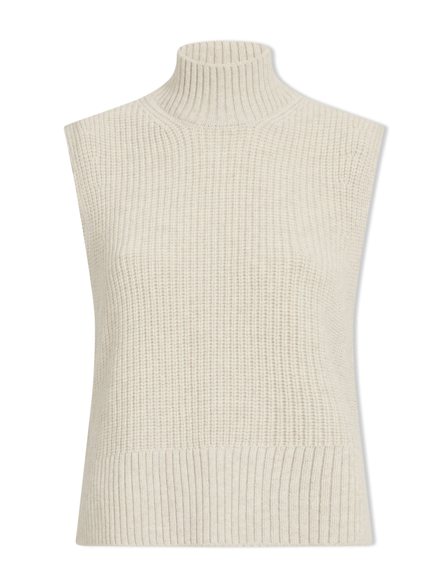 Janie Cashmere Blend Funnel Neck Sleeveless Jumper - Oatmeal 8 Janie Cashmere Blend Funnel Neck Sleeveless Jumper - Oatmeal - Image 8