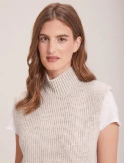 Janie Cashmere Blend Funnel Neck Sleeveless Jumper - Oatmeal 10 Janie Cashmere Blend Funnel Neck Sleeveless Jumper - Oatmeal -CEFINN Shop WI23 K156 JANIE OATMEAL LS 37839