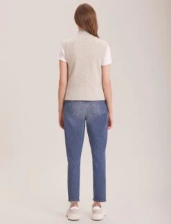 Janie Cashmere Blend Funnel Neck Sleeveless Jumper - Oatmeal 14 Janie Cashmere Blend Funnel Neck Sleeveless Jumper - Oatmeal -CEFINN Shop WI23 K156 JANIE OATMEAL LS 37850