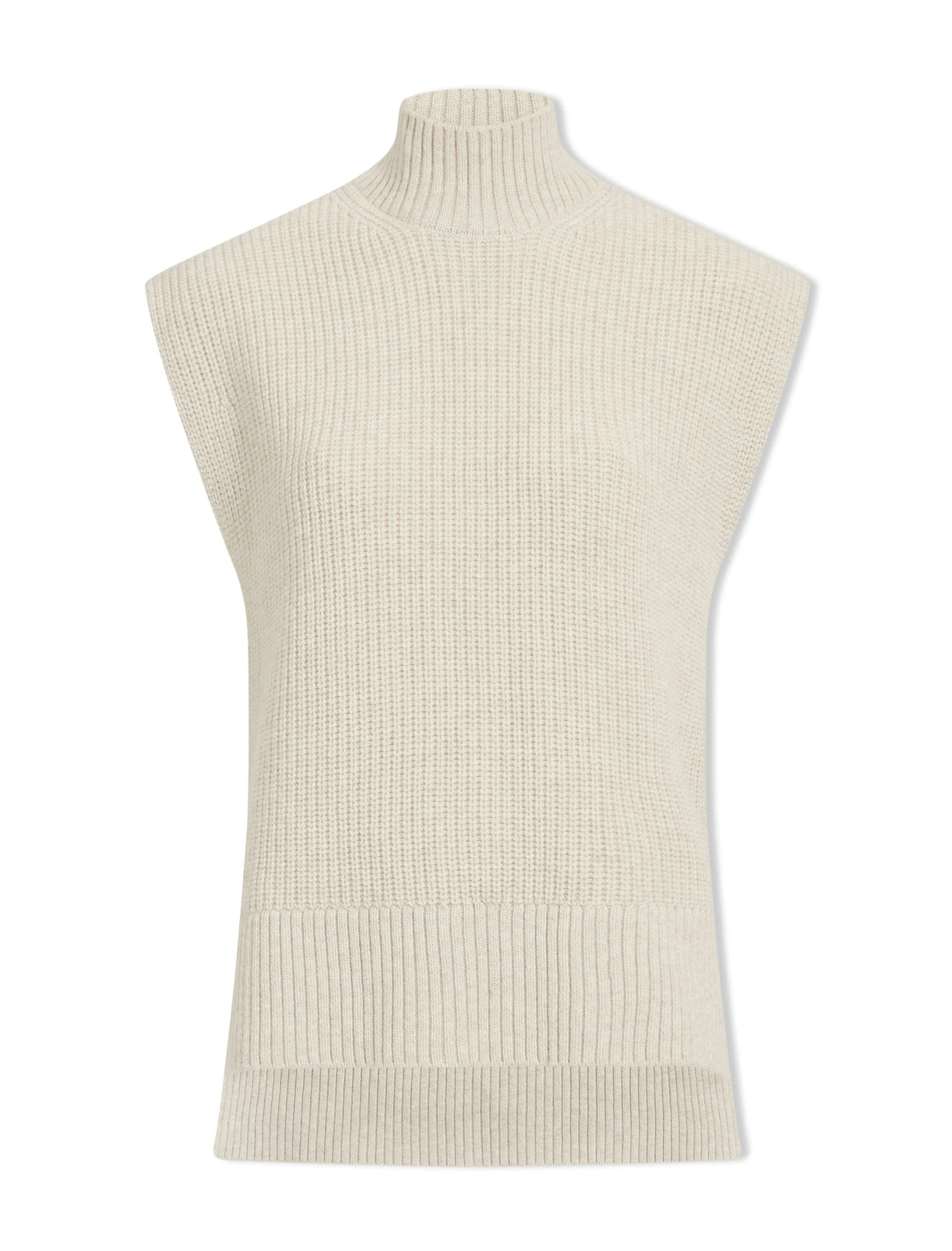 Janice Cashmere Blend Funnel Neck Sleeveless Jumper - Oatmeal 7 Janice Cashmere Blend Funnel Neck Sleeveless Jumper - Oatmeal - Image 7