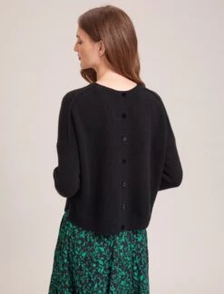Lainey Cashmere Jumper - Black -CEFINN Shop WI23 K169 LAINEY BLACK SK181 SAWYER GREEN BRAMBLE PRINT 33601