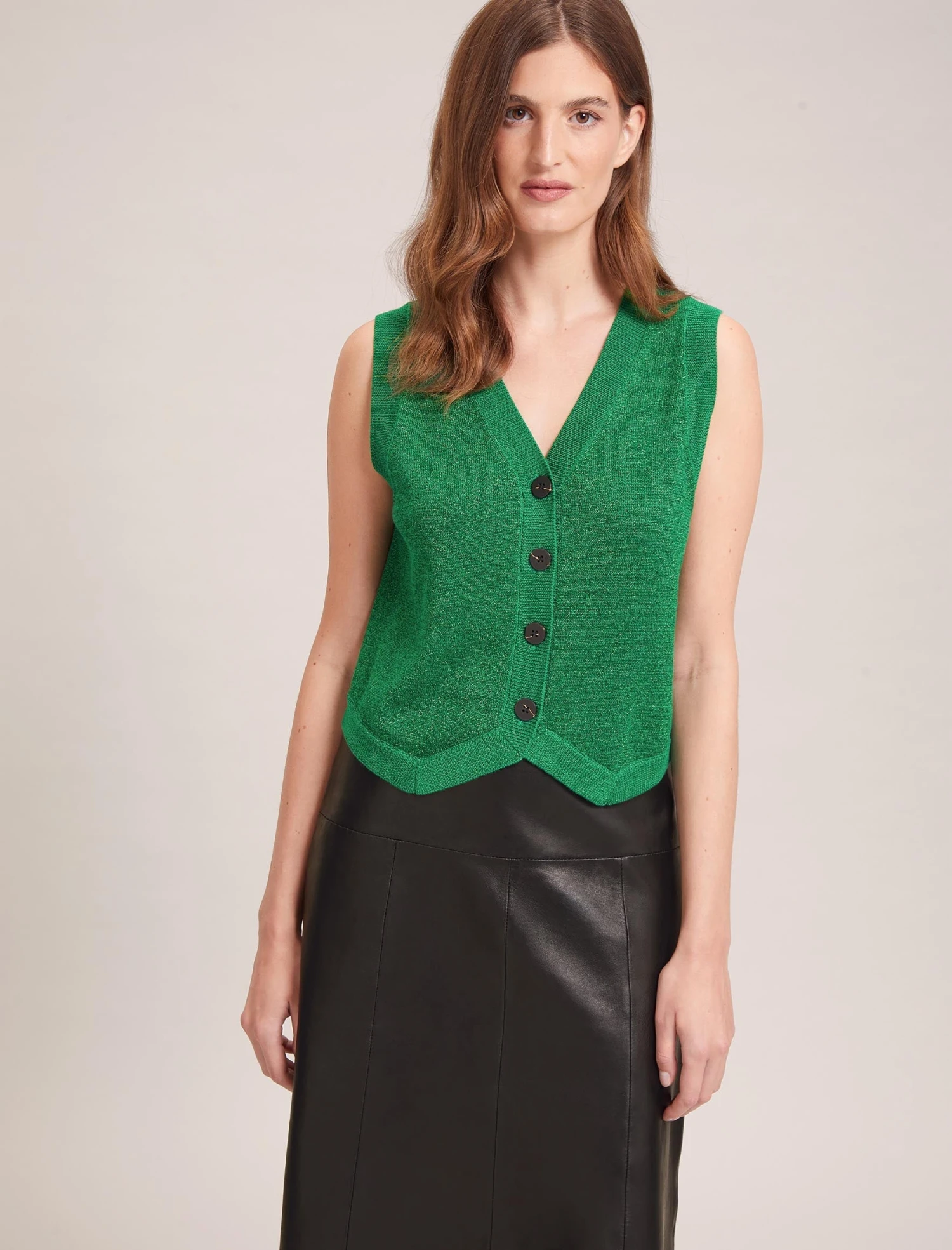 Wesley Lurex V Neck Waistcoat - Emerald Green 1 Wesley Lurex V Neck Waistcoat - Emerald Green