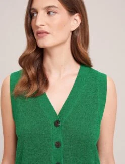 Wesley Lurex V Neck Waistcoat - Emerald Green 12 Wesley Lurex V Neck Waistcoat - Emerald Green -CEFINN Shop WI23 K170 WESLEY EMERALDGREEN LS 34157