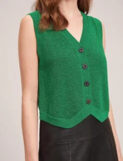 Wesley Lurex V Neck Waistcoat - Emerald Green 14 Wesley Lurex V Neck Waistcoat - Emerald Green -CEFINN Shop WI23 K170 WESLEY EMERALDGREEN LS 34168