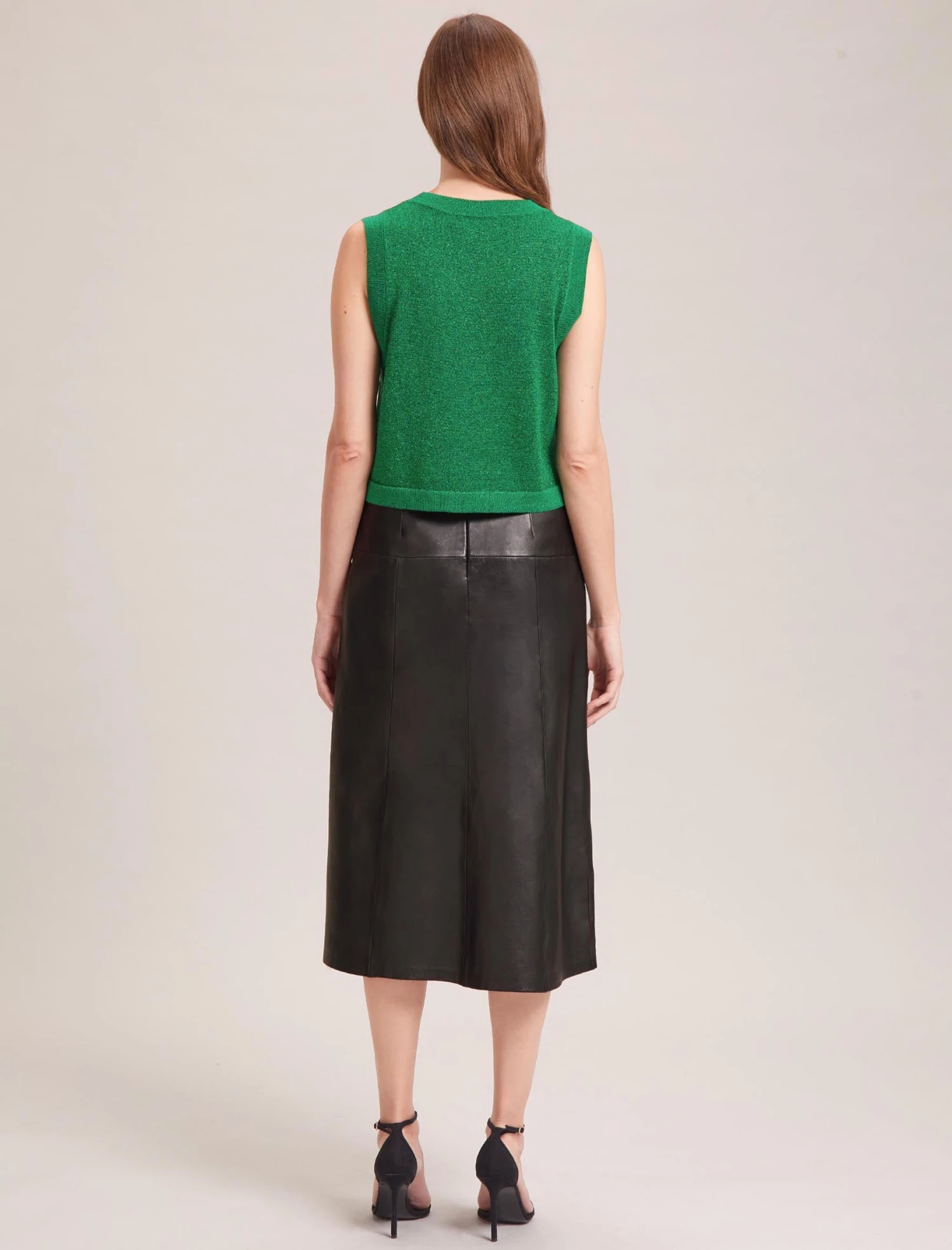 Wesley Lurex V Neck Waistcoat - Emerald Green 8 Wesley Lurex V Neck Waistcoat - Emerald Green - Image 8