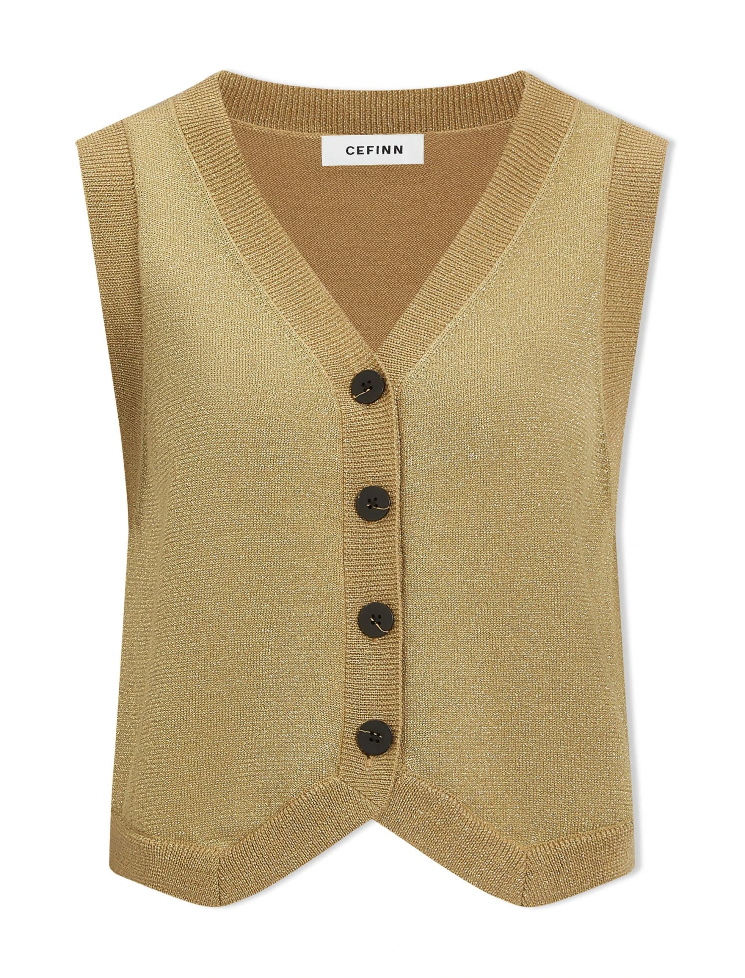 Wesley Lurex V Neck Waistcoat - Gold 5 Wesley Lurex V Neck Waistcoat - Gold - Image 5