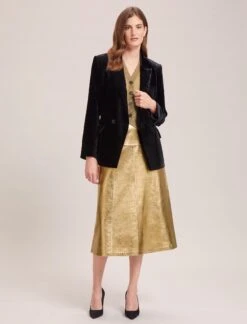 Wesley Lurex V Neck Waistcoat - Gold 9 Wesley Lurex V Neck Waistcoat - Gold -CEFINN Shop WI23 K170 WESLEY GOLD SK119 TIANA GOLD 34842