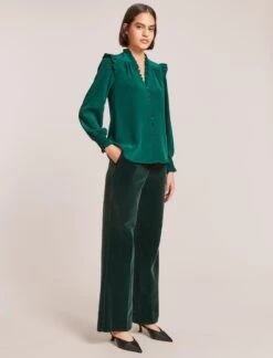 Stella Silk Shirt - Dark Green 11 Stella Silk Shirt - Dark Green -CEFINN Shop WI23 S46 STELLA DARKGREEN LS 2286