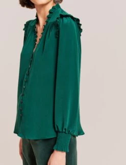 Stella Silk Shirt - Dark Green 13 Stella Silk Shirt - Dark Green -CEFINN Shop WI23 S46 STELLA DARKGREEN LS 2326