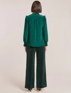 Stella Silk Shirt - Dark Green 14 Stella Silk Shirt - Dark Green -CEFINN Shop WI23 S46 STELLA DARKGREEN LS 2329