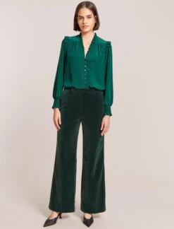 Stella Silk Shirt - Dark Green 12 Stella Silk Shirt - Dark Green -CEFINN Shop WI23 S46 STELLA DARKGREEN LS 2345