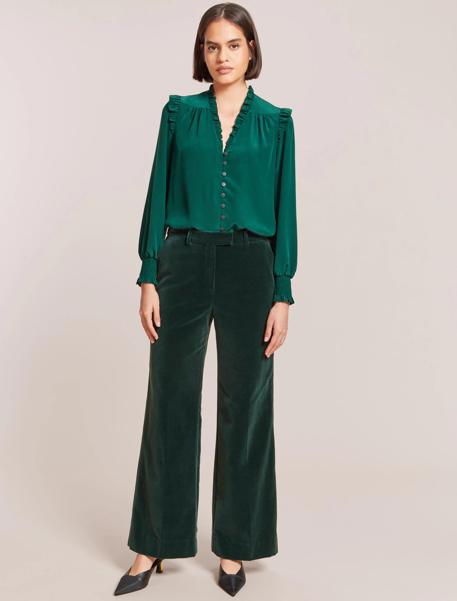 Stella Silk Shirt - Dark Green 5 Stella Silk Shirt - Dark Green - Image 5
