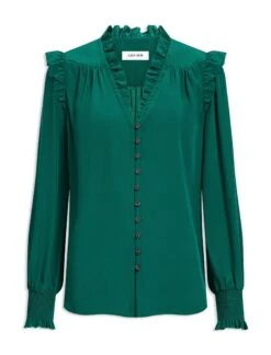 Stella Silk Shirt - Dark Green 15 Stella Silk Shirt - Dark Green -CEFINN Shop WI23 S65 STELLA DARKGREEN CO