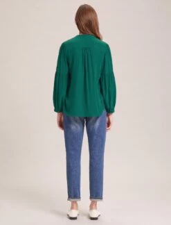 Ella Silk Shirt - Dark Green -CEFINN Shop WI23 S82 ELLA DARKGREEN LS 33788