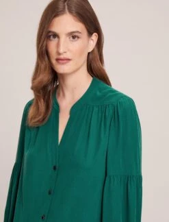 Ella Silk Shirt - Dark Green -CEFINN Shop WI23 S82 ELLA DARKGREEN LS 33803