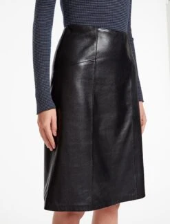 Skye Leather Pencil Skirt - Black -CEFINN Shop WI23 SK167 SKYE BLACK LS 1351
