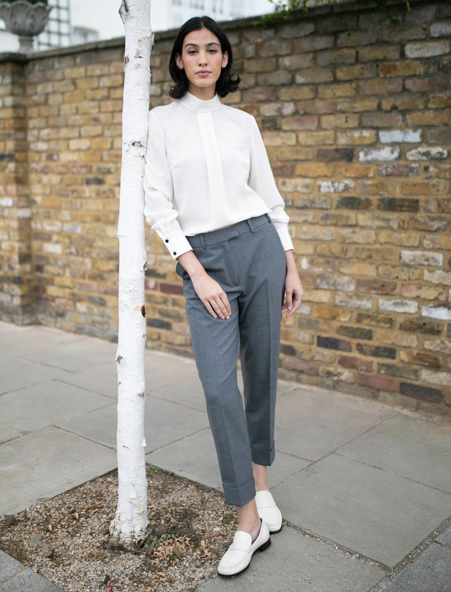 Clement New Wool Easy Waist Turn Up Trouser - Mid Grey 3 Clement New Wool Easy Waist Turn Up Trouser - Mid Grey - Image 3