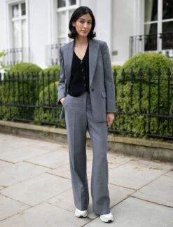 Terence Stretch Wool Wide Leg Trouser - Mid Grey -CEFINN Shop jordan terence 0a496a69 3400 4a1b 9856 dc6af6884a4b