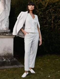 Tatum Linen Blend Easy Waist Trouser - Pearl -CEFINN Shop linen suiting b1161188 8219 44cb a992 beb1bbb601c1